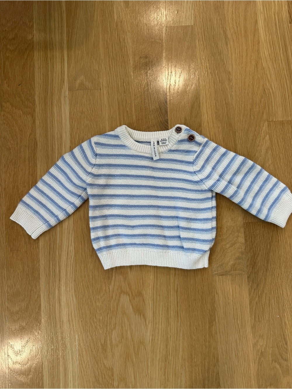 Janie and Jack Blue & White Striped Crewneck Sweater, 0-3 Months